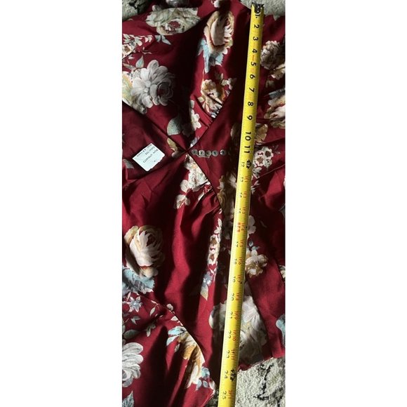 Suzanne Betro floral high low flowy dress 3/4 bell sleeve 4x red multi color - Picture 3 of 7